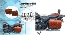 Royal Enfield Super Meteor 650 Brown Tan Leather Bags With Pannier Mounting