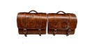 Royal Enfield Super Meteor 650 Brown Tan Leather Bags With Pannier Mounting - SPAREZO