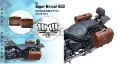 Royal Enfield Super Meteor 650 Brown Leather Bags With Pannier Mounting Pair - SPAREZO