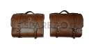 Royal Enfield Super Meteor 650 Brown Leather Bags With Pannier Mounting Pair - SPAREZO