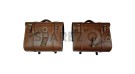 Royal Enfield Super Meteor 650 Brown Leather Bags With Pannier Mounting Pair - SPAREZO