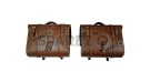 Royal Enfield Super Meteor 650 Brown Leather Bags With Pannier Mounting Pair - SPAREZO