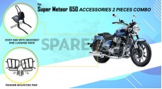 Royal Enfield Super Meteor 650 Pannier Mounting and Rear Backrest With Rack - SPAREZO
