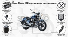 Royal Enfield Super Meteor 6 Pcs Accessories Combo Black - SPAREZO