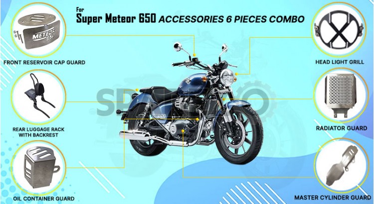 Royal Enfield Super Meteor 650 Accessories 6 Pcs Combo - SPAREZO