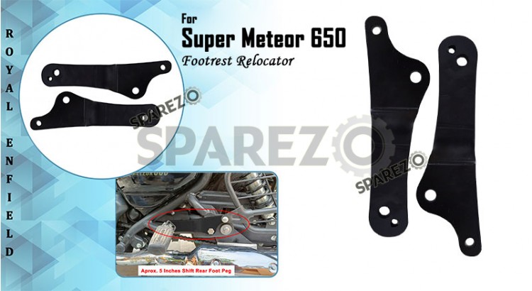 Royal Enfield Super Meteor 650 Pillion Footrest Relocator Bracket Black - SPAREZO