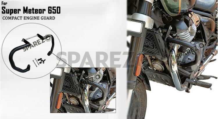 Royal Enfield SUPER METEOR 650 Black Compact Engine Guard - SPAREZO